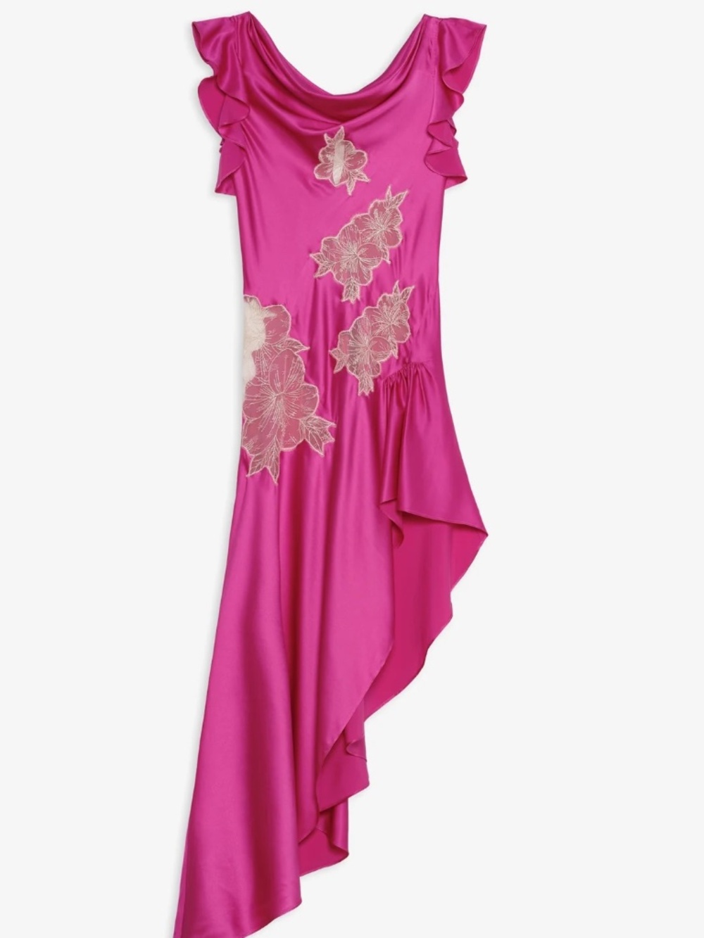 For Love & Lemons Lani Asymmetrical Silk Dress | Fuchsia | S | NWT
